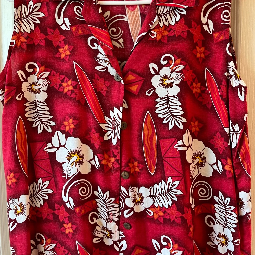 Tropical Red Floral Sleeveless Top, medium